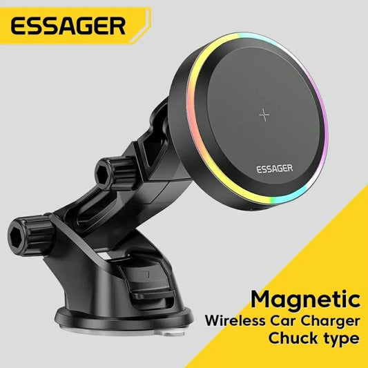 Essager RGB Magnetic Car Phone Holder Qi 15W Wireless Charger Car For iPhone - Phoneify